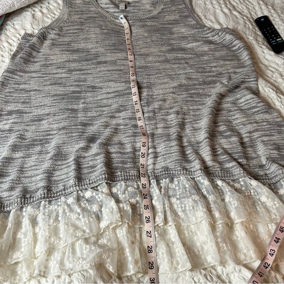 LOGO by Lori Goldstein Space Gray Dye Sweater Tank lace trim plus size 3X - Picture 8 of 9